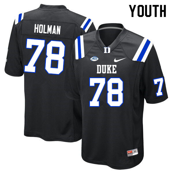 Youth #78 Casey Holman Duke Blue Devils College Football Jerseys Sale-Black